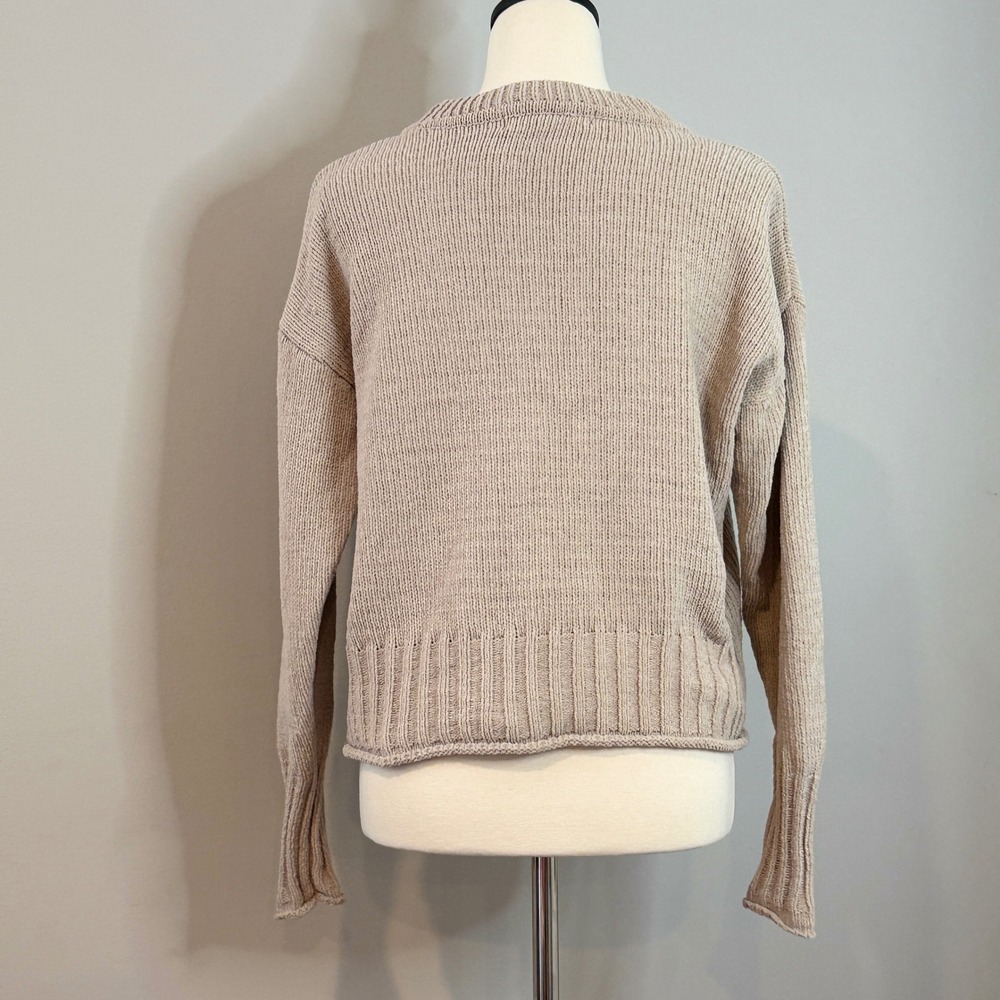 Generation K Women Beige Knit Crew Neck Long Sleeve Pullover Sweater Size M - Picture 2 of 14